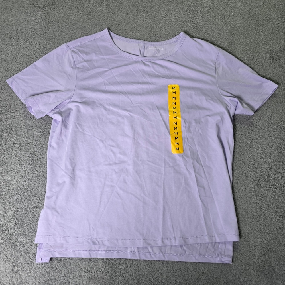 Member's Mark Womens M Active Tee Purple Short Sleeve Cotton Blend LBSS12652